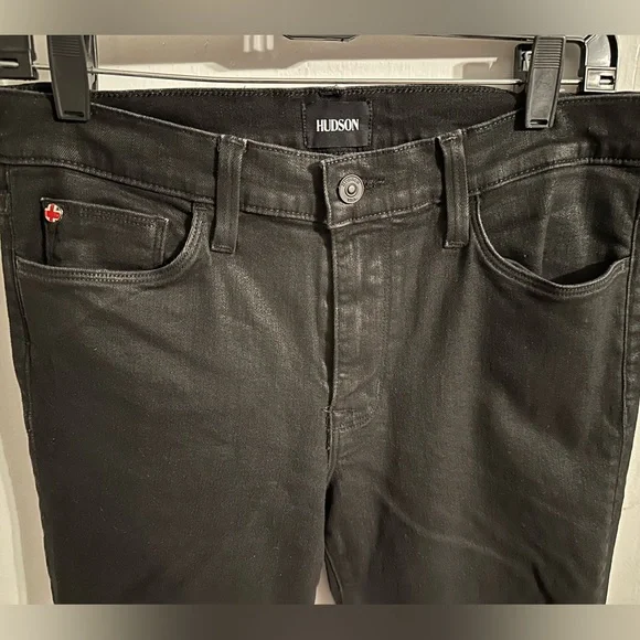 12 31 EUC Hudson Natalie Mid Rise coated black jeans Pandora - Picture 7 of 9